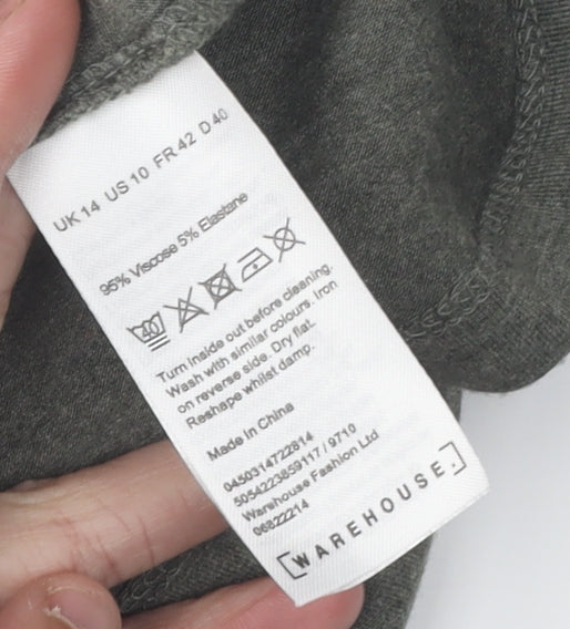 Warehouse Women’s Green Embroidered T-Shirt Size 14