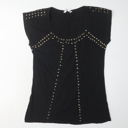 New Look Women's Black Studded T-Shirt, Size 12