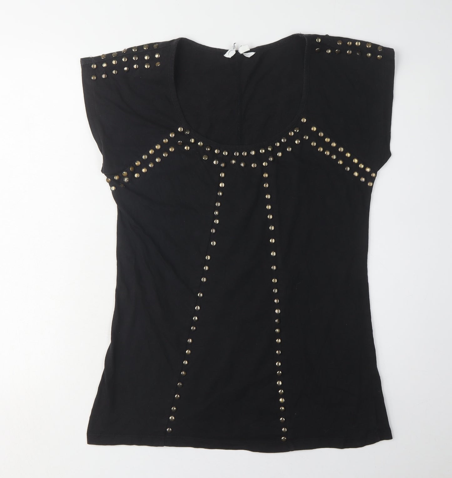 New Look Women's Black Studded T-Shirt, Size 12