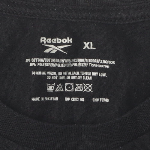 Reebok Men's XL Black T-Shirt, Comfortable Cotton Blend
