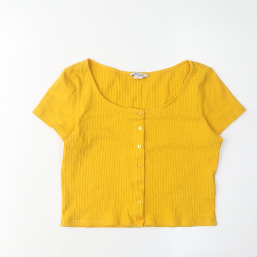 Monki Women's Yellow Cropped T-Shirt, Size S
