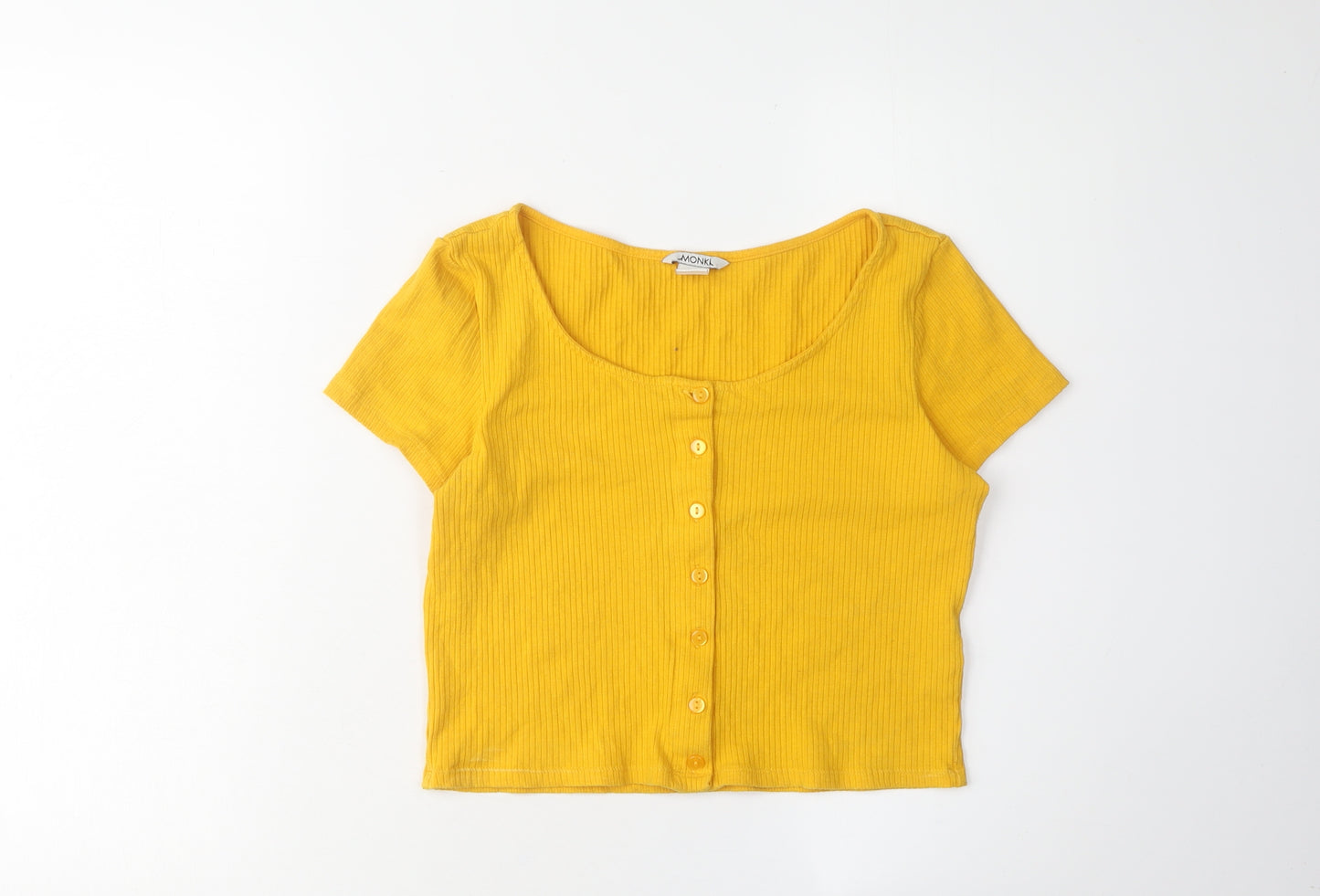 Monki Women's Yellow Cropped T-Shirt, Size S