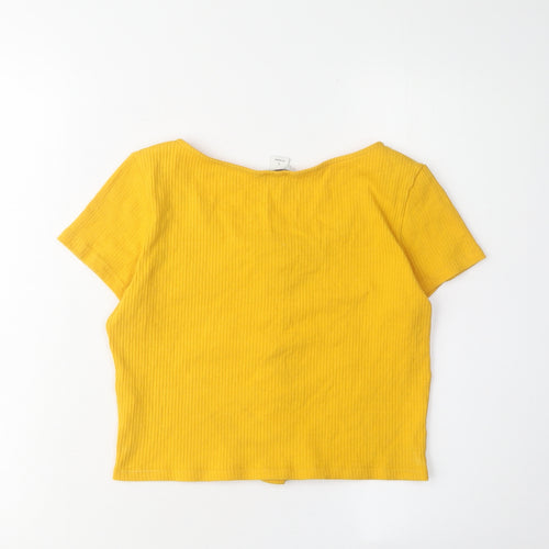 Monki Women's Yellow Cropped T-Shirt, Size S