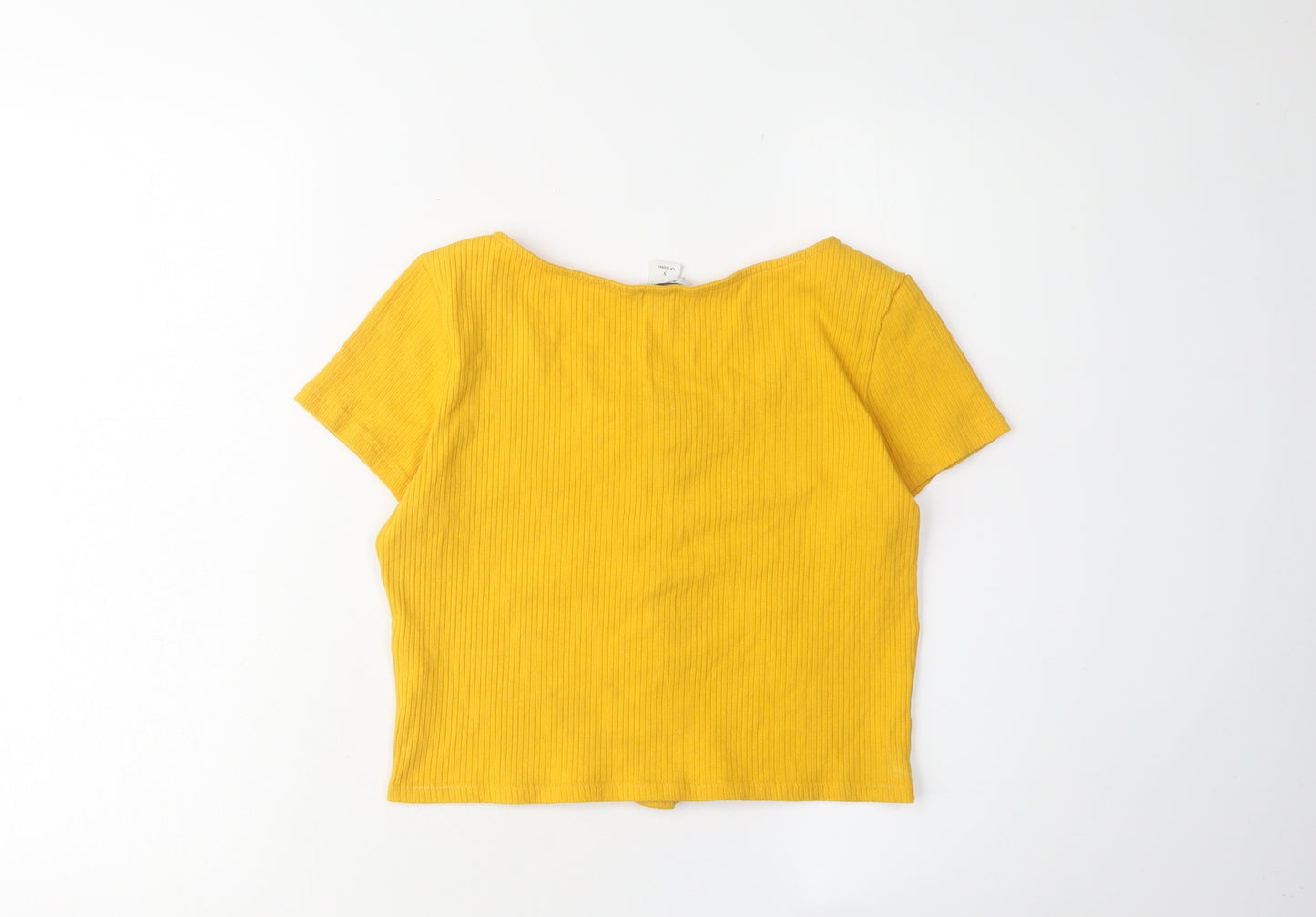Monki Women's Yellow Cropped T-Shirt, Size S