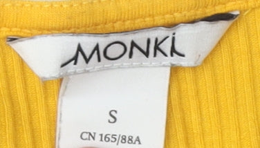 Monki Women's Yellow Cropped T-Shirt, Size S