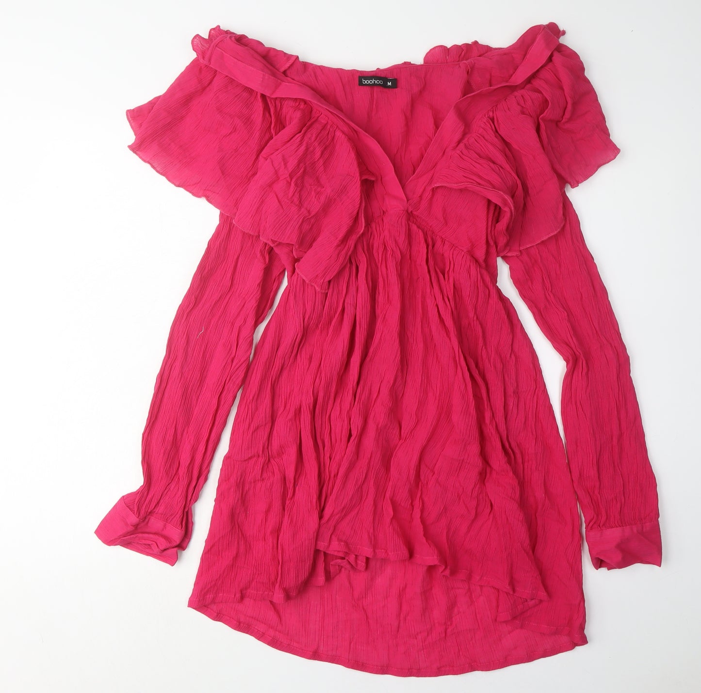 Boohoo Women's Pink Off-Shoulder Dress, M