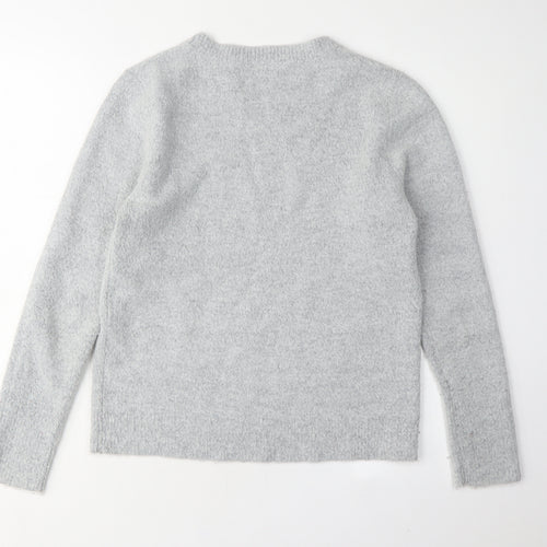 Oasis Women's Grey Sequin Star Pullover Jumper Size S
