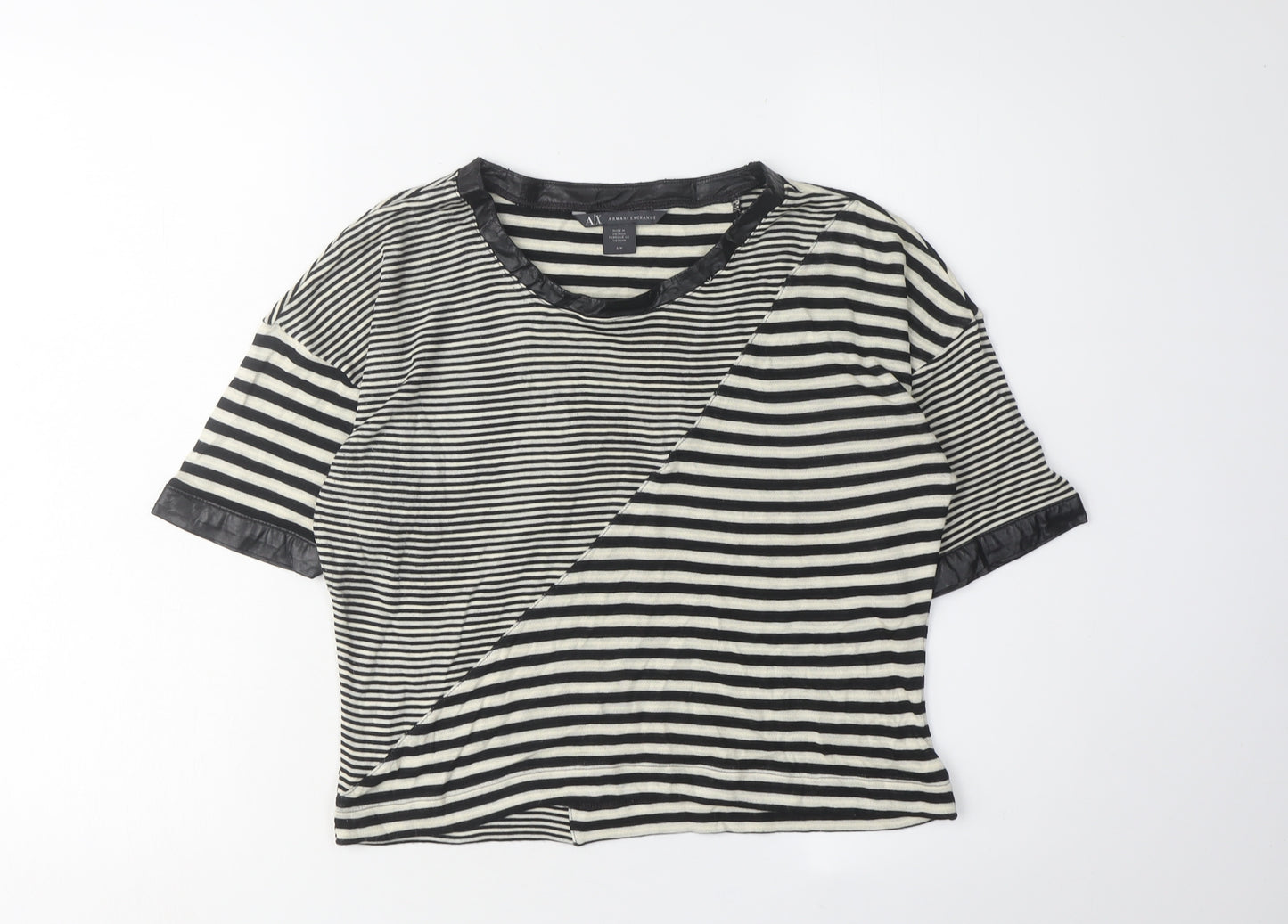 Armani Exchange Women's Striped T-Shirt, Size S, Black