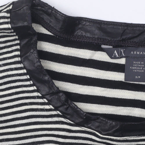 Armani Exchange Women's Striped T-Shirt, Size S, Black
