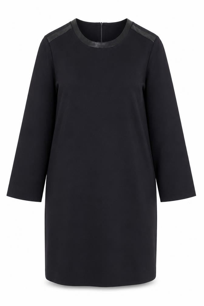 Front view of Massimo Dutti Black Sheath Dress - Women’s, size UK 12