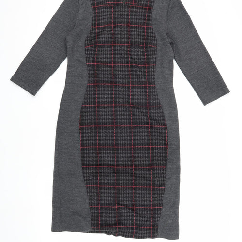 Laura Ashley Women's Grey Check Sheath Dress, Size 10