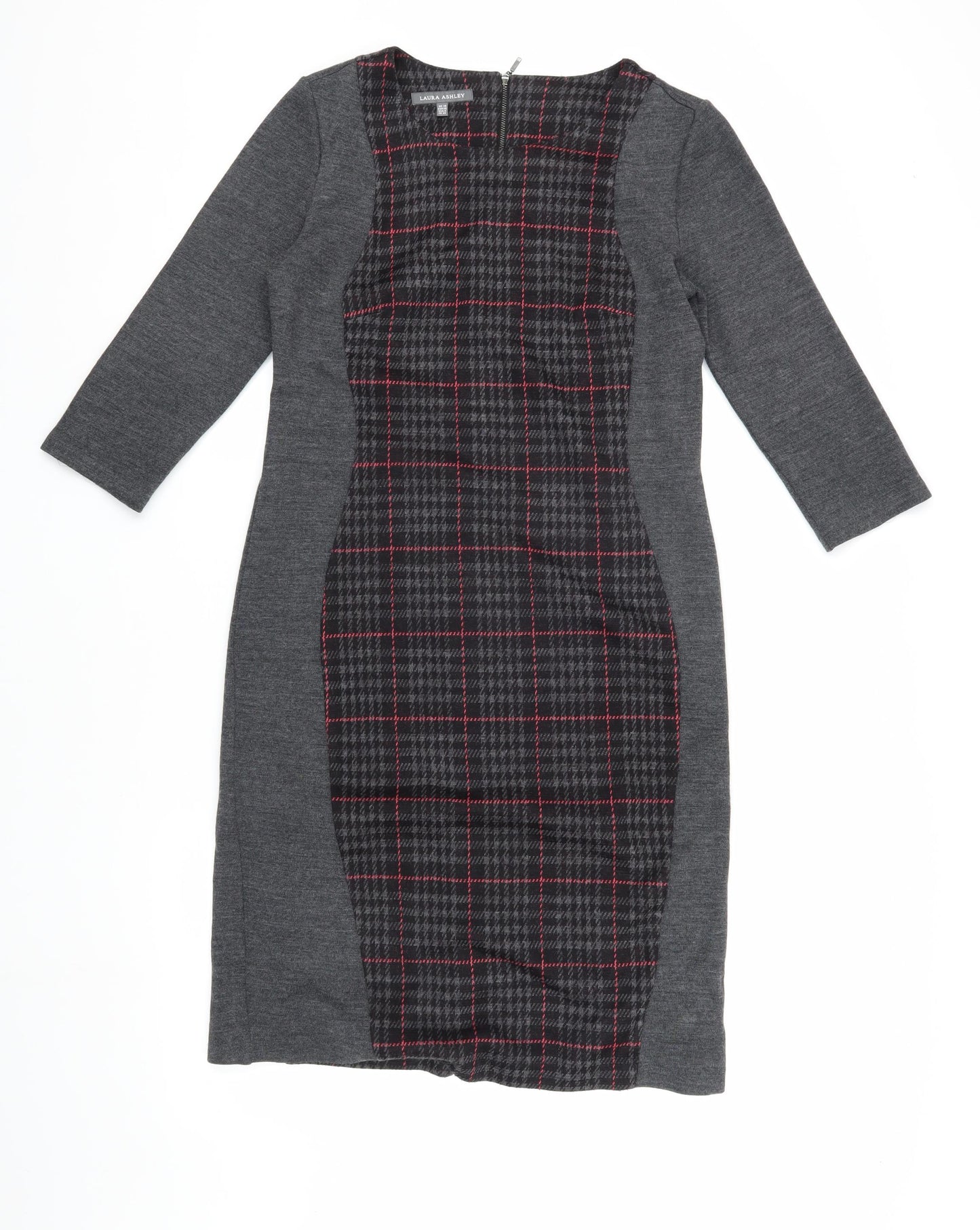 Laura Ashley Women's Grey Check Sheath Dress, Size 10