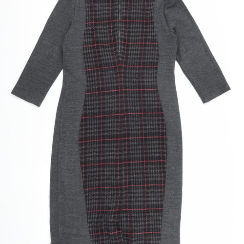 Laura Ashley Women's Grey Check Sheath Dress, Size 10