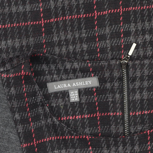 Laura Ashley Women's Grey Check Sheath Dress, Size 10