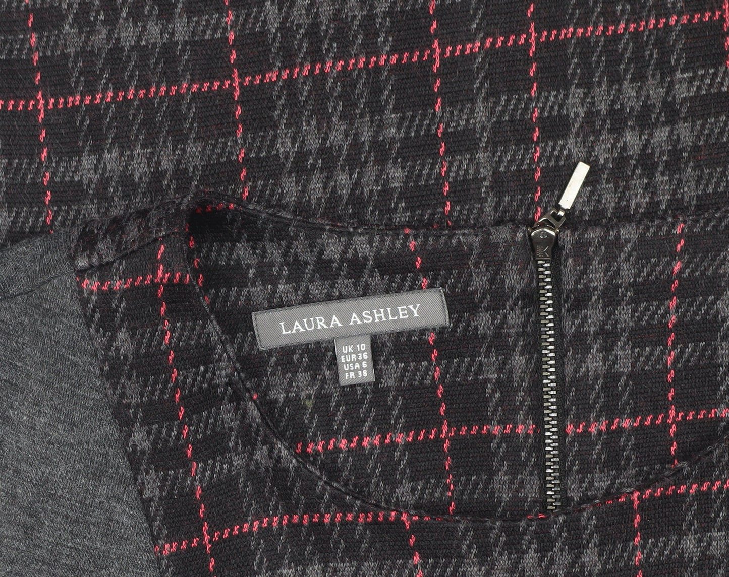 Laura Ashley Women's Grey Check Sheath Dress, Size 10