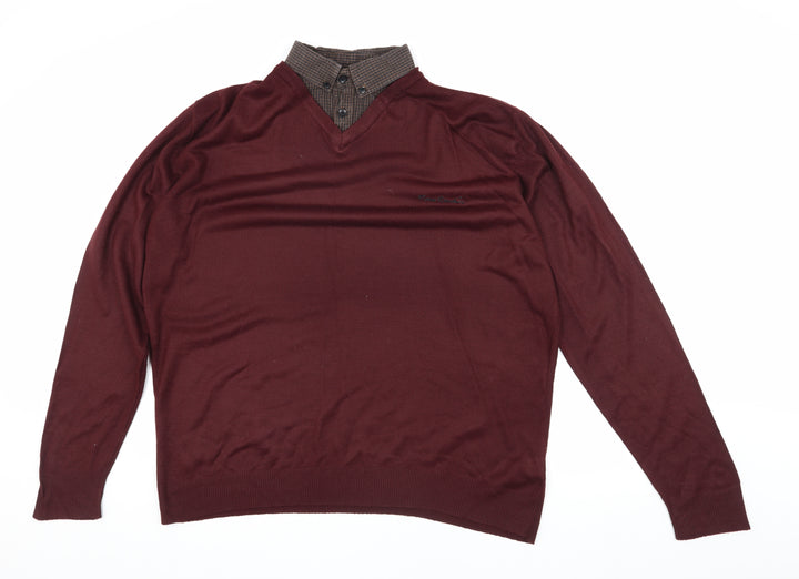 Pierre Cardin Men's Red Pullover Jumper, Size L, Classic Knit