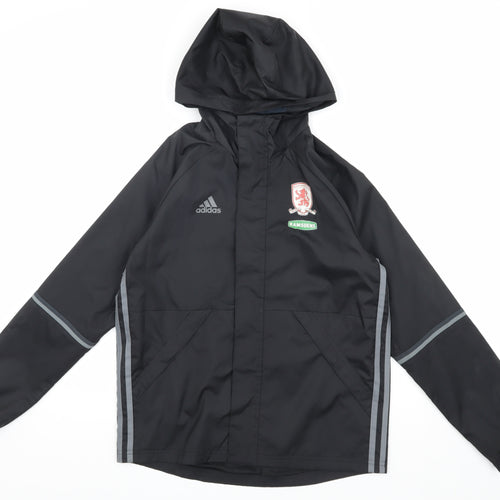Adidas Boys Black Track Jacket 11-12 Years Hooded Sports