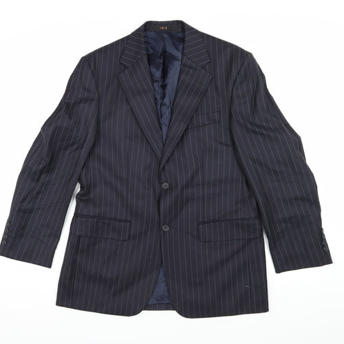 DAKS Men's Blue Striped Wool Blazer Jacket 36S