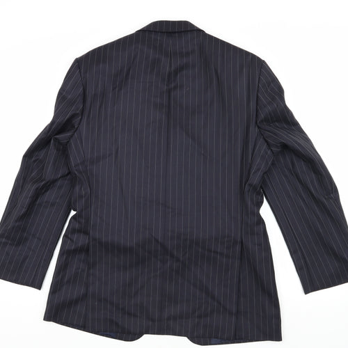 DAKS Men's Blue Striped Wool Blazer Jacket 36S
