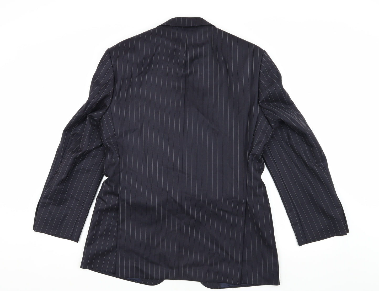 DAKS Men's Blue Striped Wool Blazer Jacket 36S