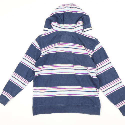 Mantaray Girls Blue Striped Hoodie, Henley Style, Size 9-10