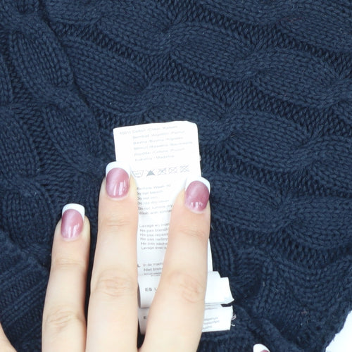 Kangol Women's Blue V-Neck Cable Knit Jumper Size 16