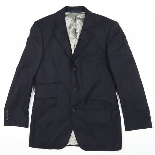 Aquascutum Men's Blue Wool Suit Jacket, Size 38S