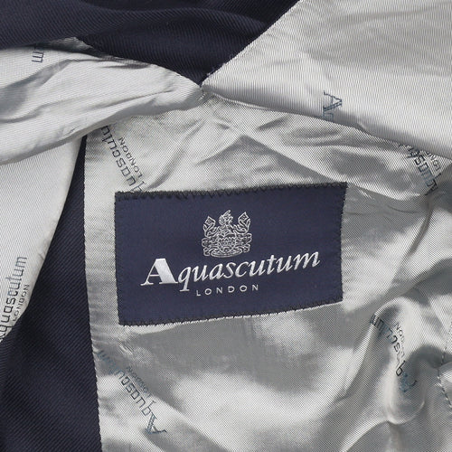 Aquascutum Men's Blue Wool Suit Jacket, Size 38S