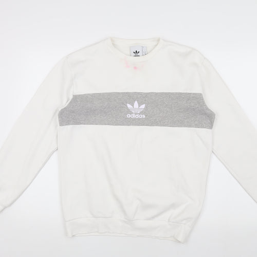 Adidas Men's White S Pullover Sweatshirt, Logo, Lightweight