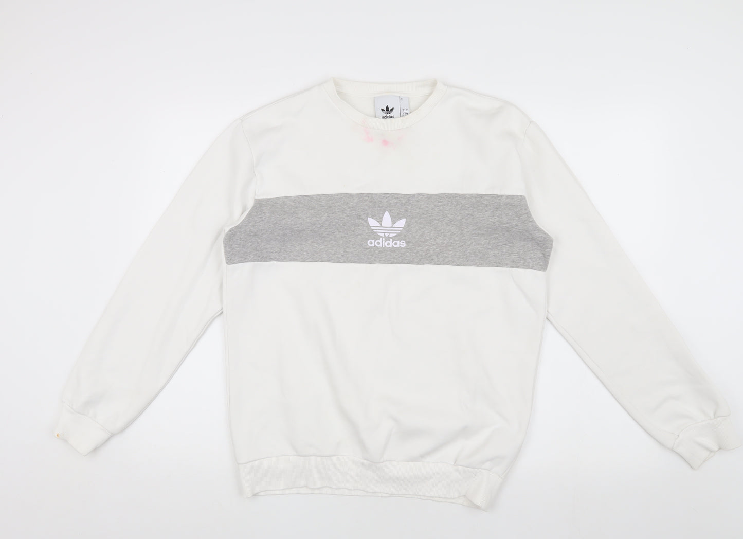 Adidas Men's White S Pullover Sweatshirt, Logo, Lightweight