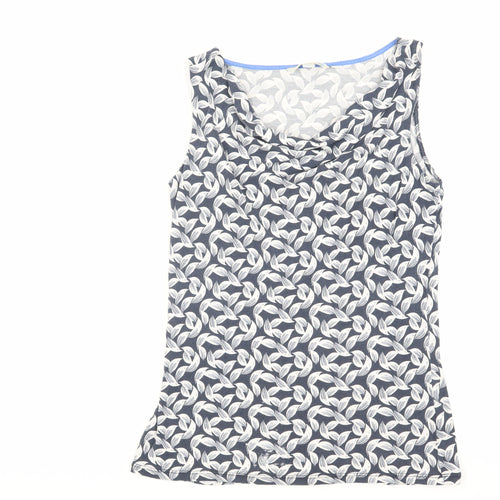 Boden Women's Blue Floral Tank, Size 10, Cowl Neck