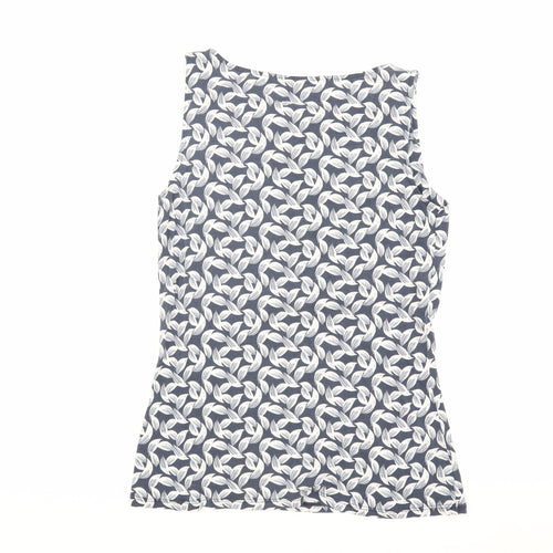 Boden Women's Blue Floral Tank, Size 10, Cowl Neck