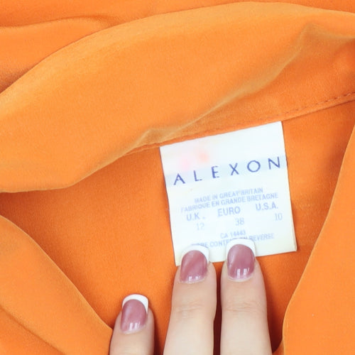 Alexon Women's Orange Button-Up Shirt, Size 12, Classic Fit