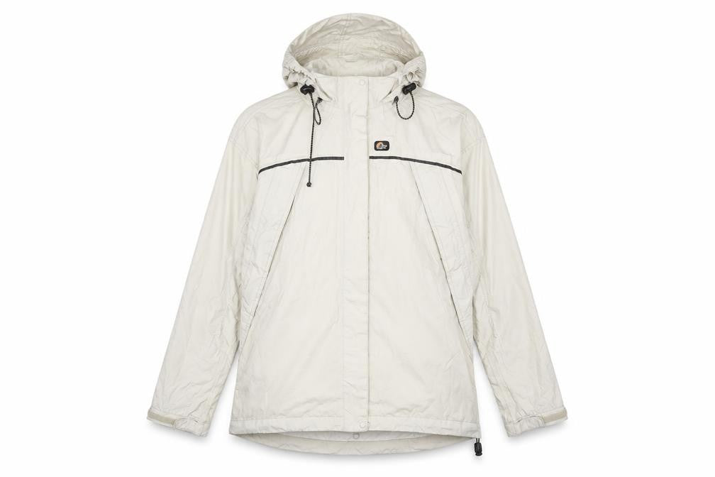 Front view of Lowe alpine Women's Beige Anorak Jacket, size L, Hooded & Zip