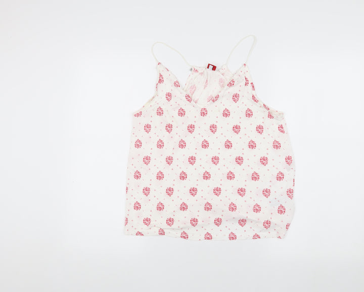 s.Oliver Women's White Floral Camisole Tank Top UK Size 10