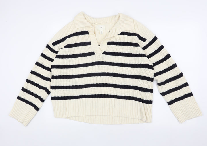 H&M Women's Multicoloured Striped Pullover Jumper Size 12