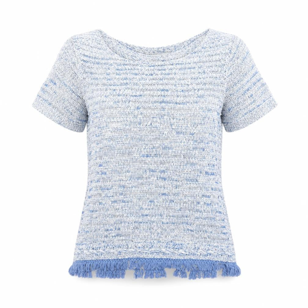 Front view of Laura Ashley Women's Multicoloured Knit Fringe Top