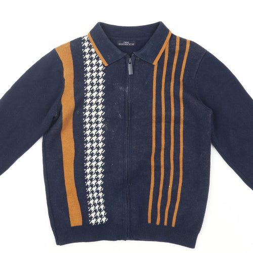 Next Unisex Baby Jacket Blue 18-24 Months Houndstooth Cotton