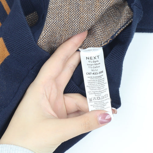 Next Unisex Baby Jacket Blue 18-24 Months Houndstooth Cotton