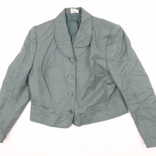Alexon Women's Green Blazer Wool UK 14 Shawl Collar