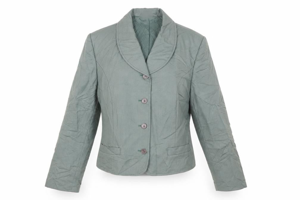 Front view of Alexon Women's Green Blazer Wool UK 14 Shawl Collar