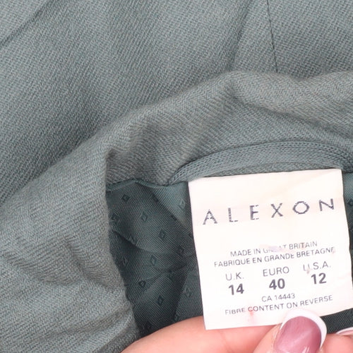 Alexon Women's Green Blazer Wool UK 14 Shawl Collar