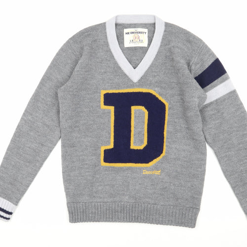 MK University Unisex Grey V-Neck Pullover Jumper M