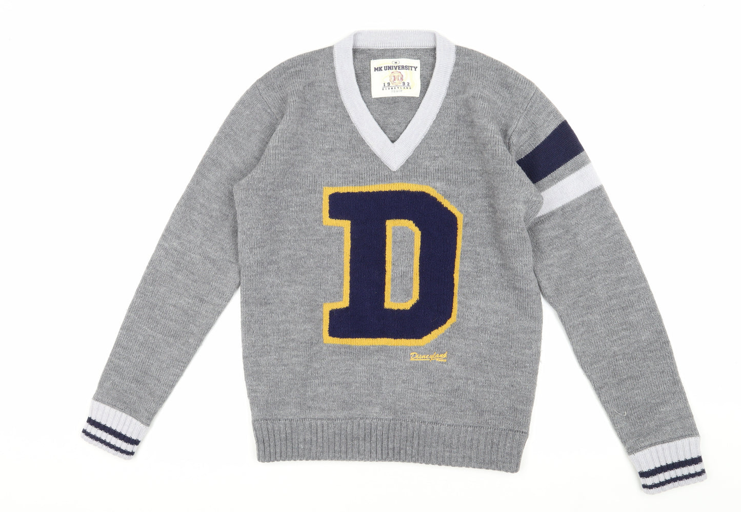 MK University Unisex Grey V-Neck Pullover Jumper M