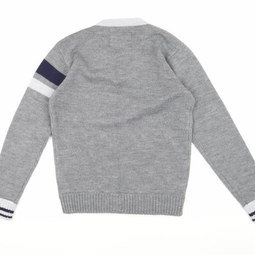 MK University Unisex Grey V-Neck Pullover Jumper M