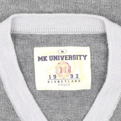 MK University Unisex Grey V-Neck Pullover Jumper M