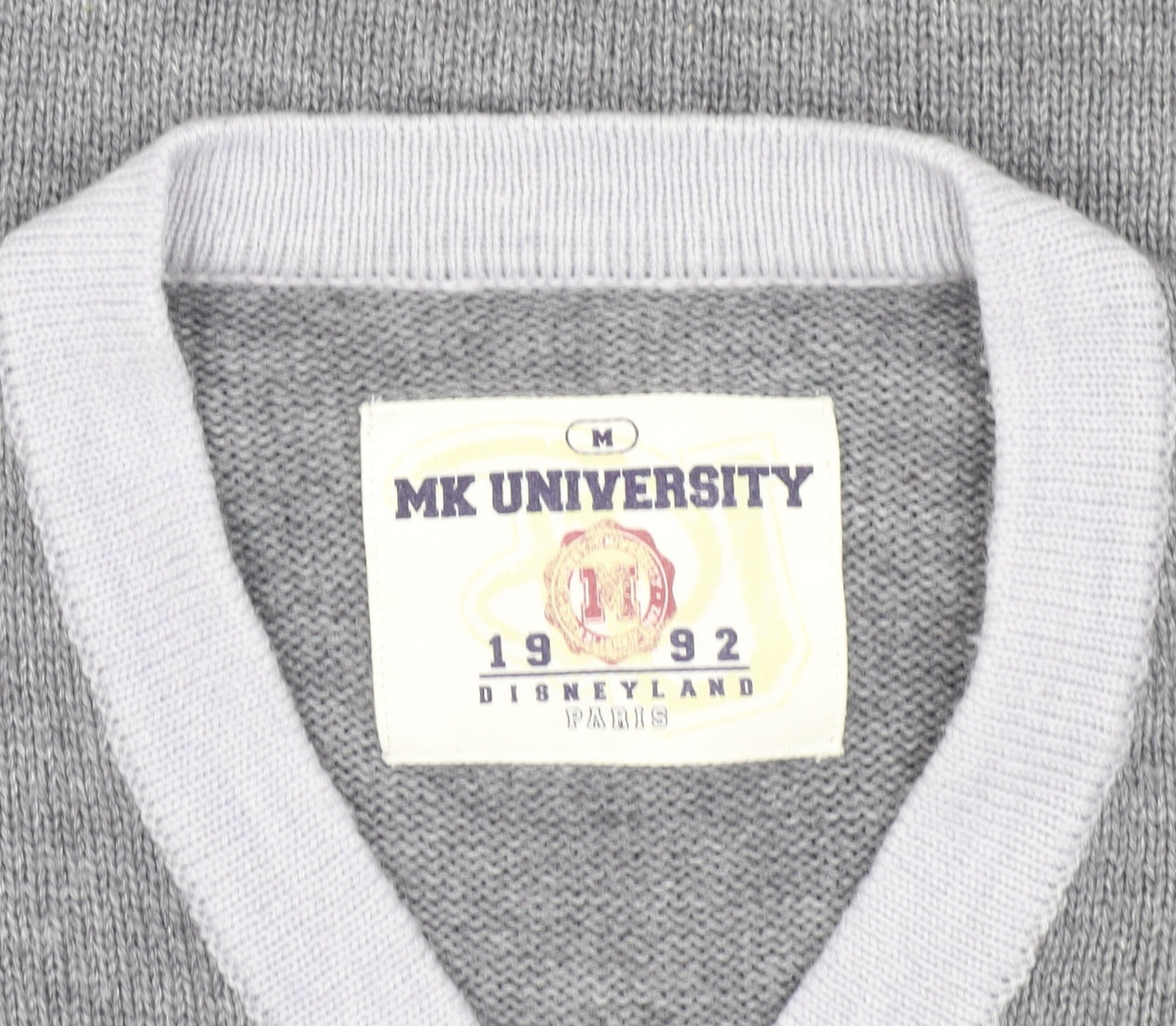 MK University Unisex Grey V-Neck Pullover Jumper M