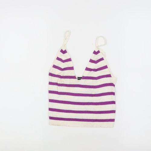 Bershka Teen Multicoloured Striped Cropped Tank, S