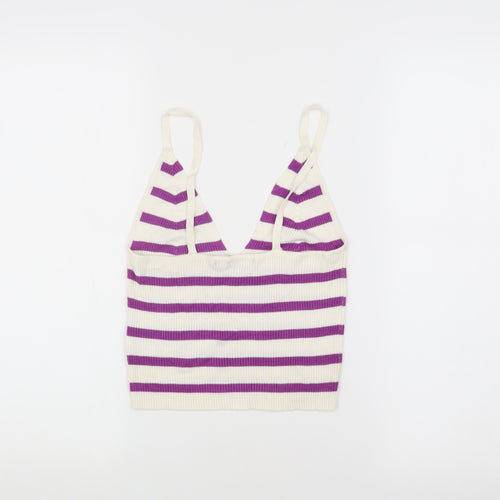 Bershka Teen Multicoloured Striped Cropped Tank, S