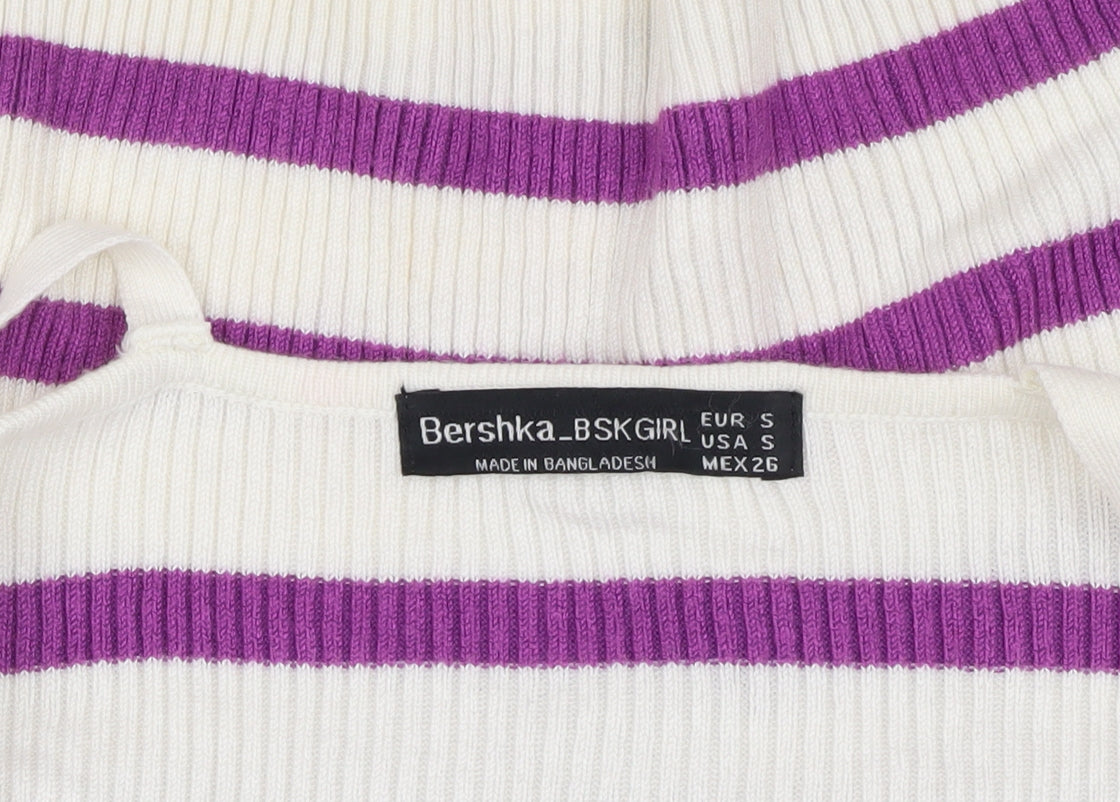 Bershka Teen Multicoloured Striped Cropped Tank, S